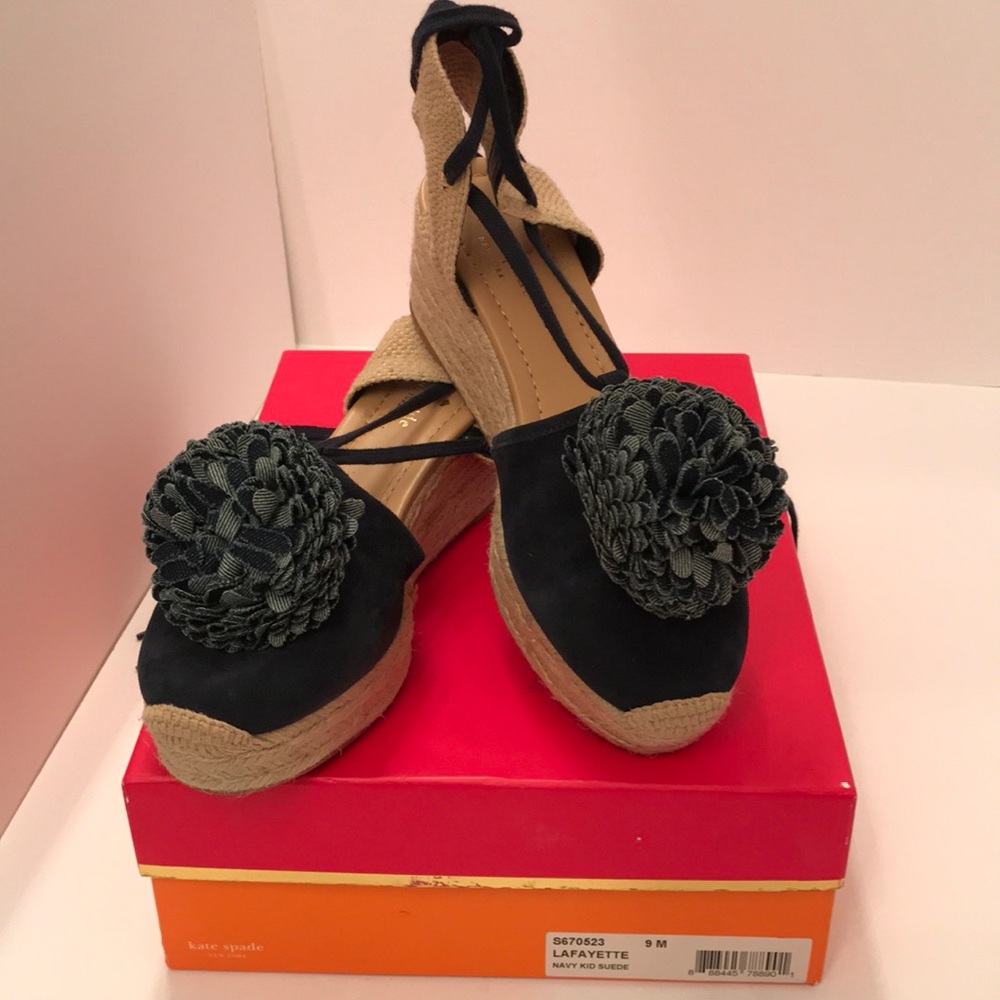 NWOT Kate Spade Lafayette Navy Suede Espadrille